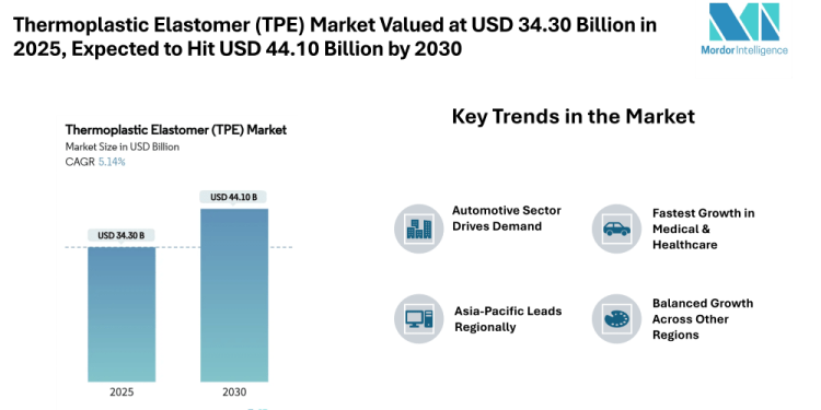 Thermoplastic Elastomer (TPE) Market Global Industry Expected to Cross USD 44.10 Billion by 2030 | Driven by Automotive and Medical Demand